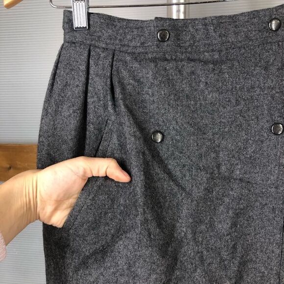RARE! ANNE MARIE BERETTA Grey Vintage Wool Tiered Pencil Skirt Sz 38 French US 6 - Picture 3 of 6